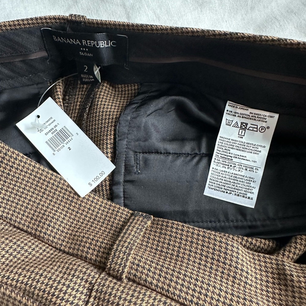 Banana Republic Sloan Fit Size 2 brown checkered pants - Picture 3 of 3